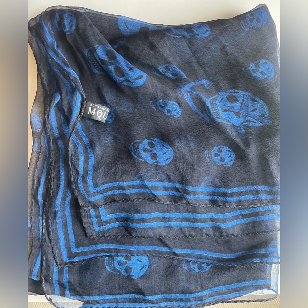 Alexander McQueen - Blue Skull Silk Scarf